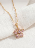 18K Rose Gold Plated Zircon Flower Pendant - Dainty Simple Style