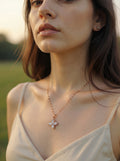 18K Rose Gold Plated Clover Zircon Necklace - Simple Style