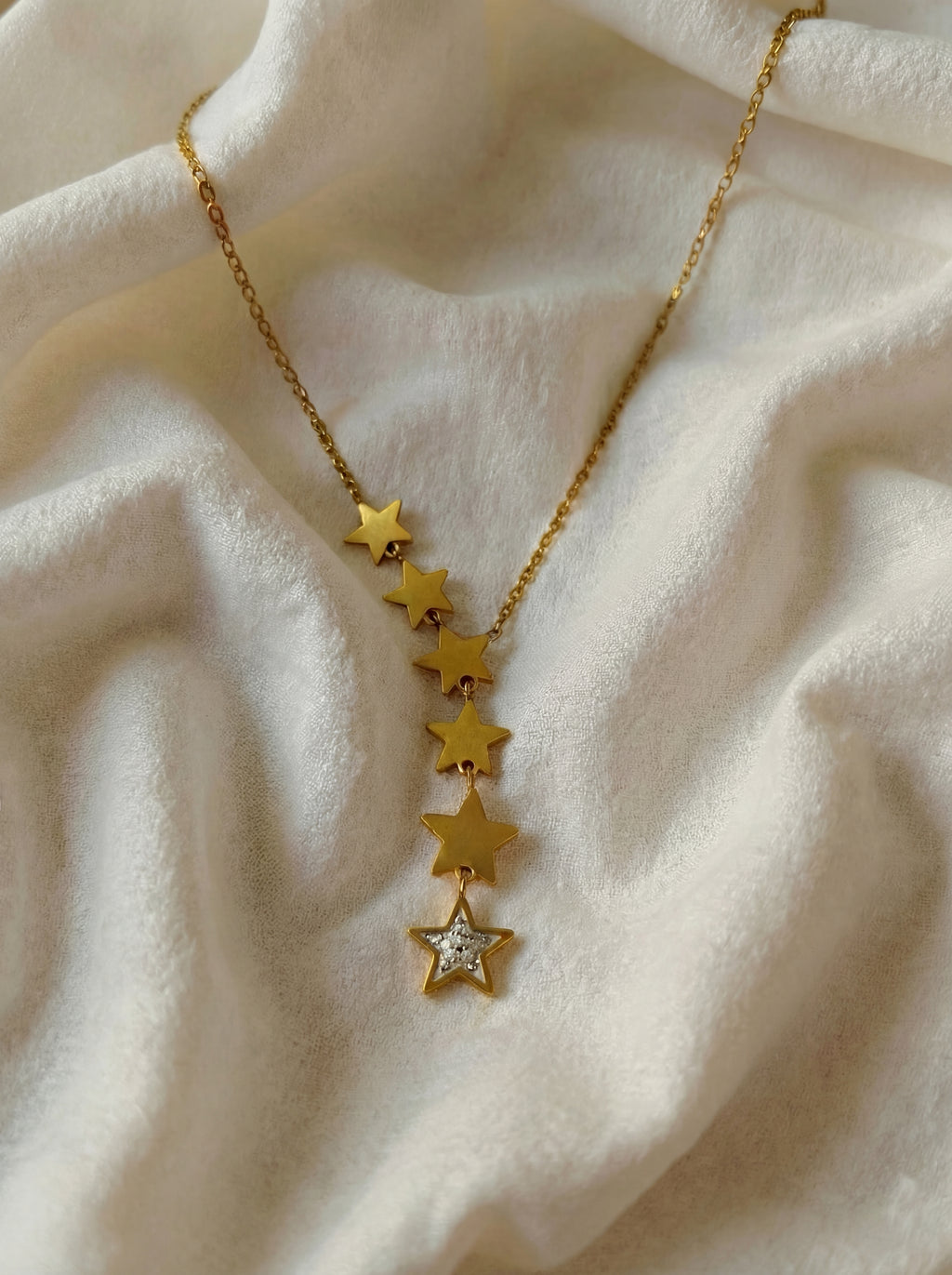 18K Gold Plated Cascading Star Necklace - 304 Stainless Steel