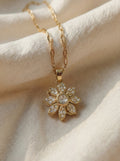 18K Gold Plated Zircon Flower Pendant - Dainty Simple Style