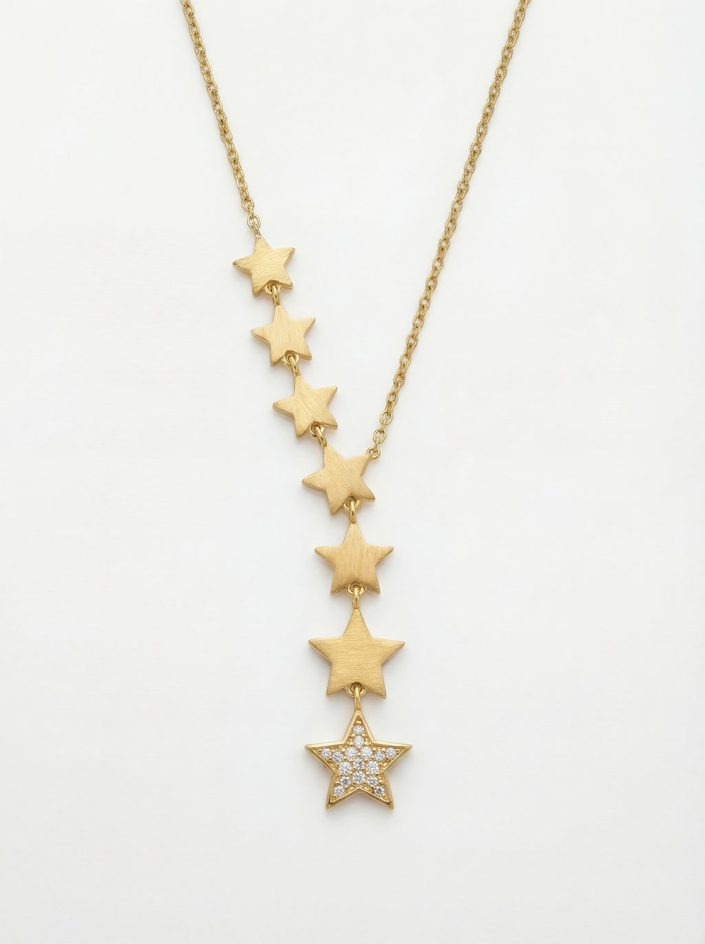 18K Gold Plated Cascading Star Necklace - 304 Stainless Steel