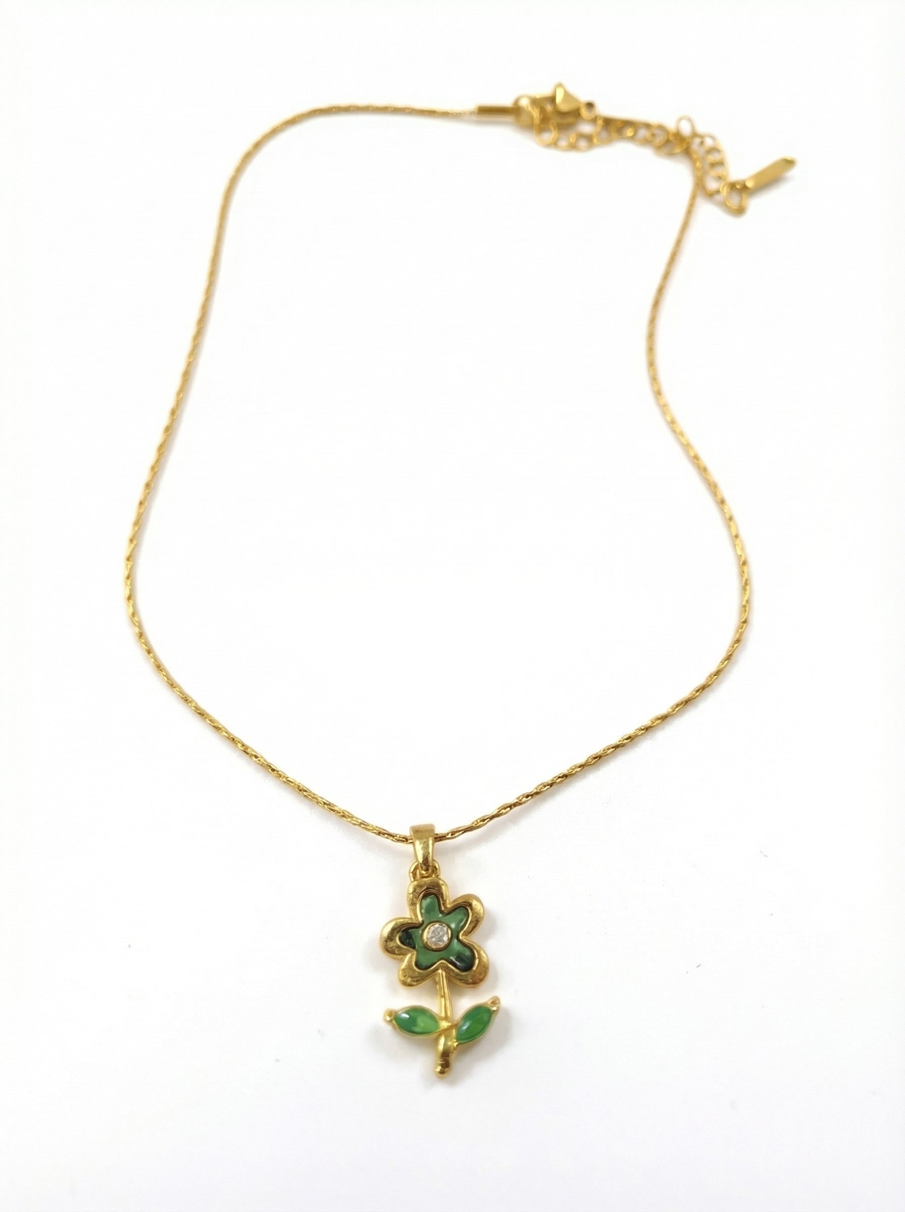18K Gold Plated Enamel Flower Pendant - Simple Style Dainty